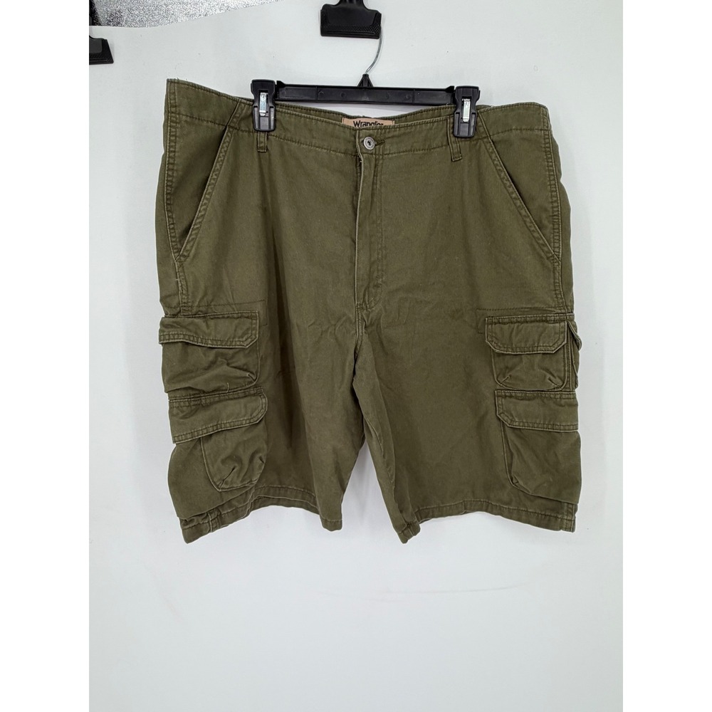 Wrangler Cargo Shorts Mens 40 Green Good 100% Cotton Multi Pocket Twill